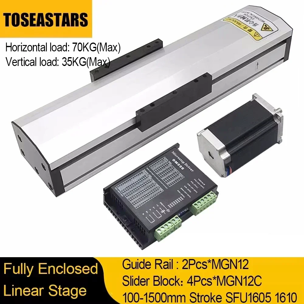 Nema23 Stepper - Fully Enclosed Linear Rail Guide Slide
