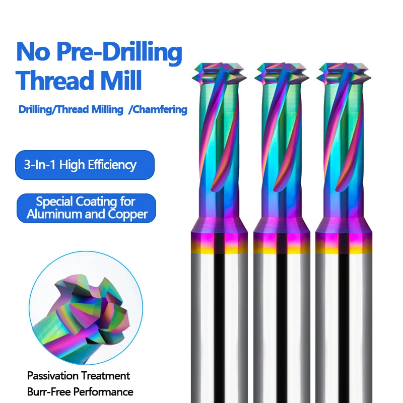 End Mill Set - Colorful Multifunctional No Pre-Drilling Thread Mill