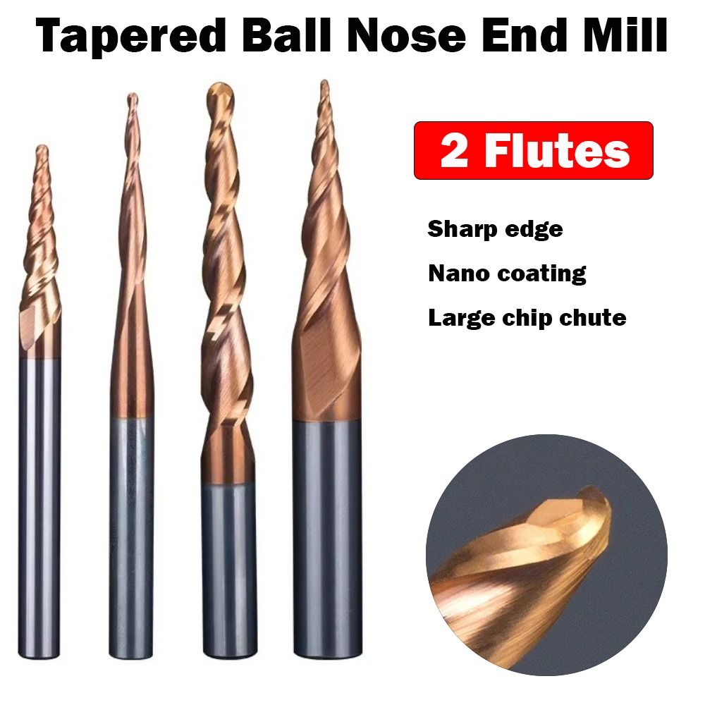 End Mill Set - HRC55 Solid Carbide Ball Nose Tapered