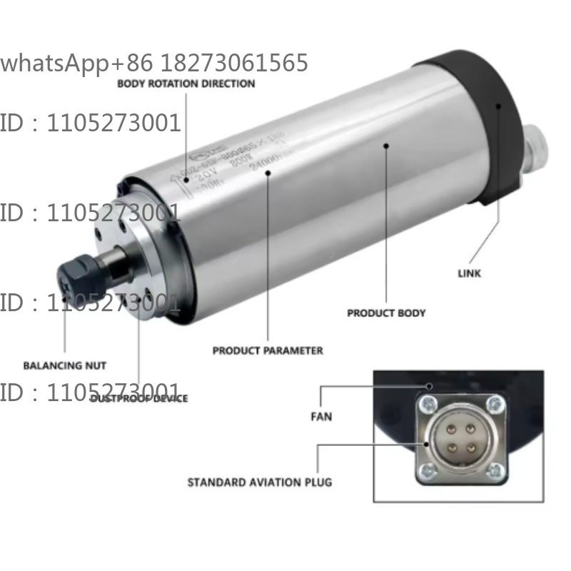 Spindle Motor - 24000RPM Round Water‑Cooled Spindle Motor 800W