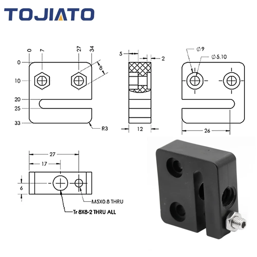 1-6pcs Anti-Backlash Nut Block - огляд і ціна Lead Screw 8Mm